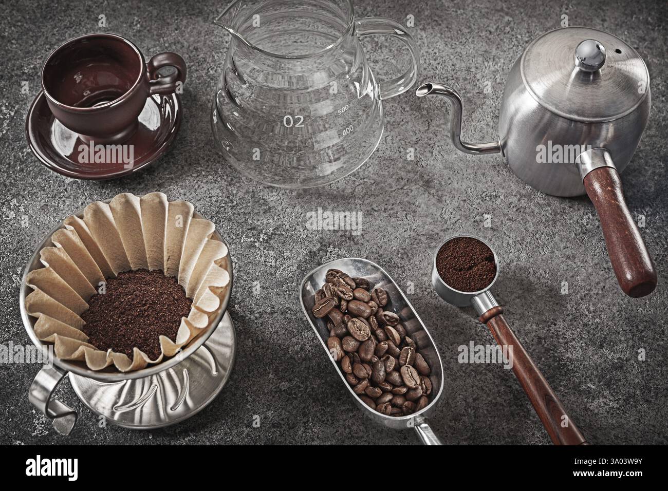 Alternative Coffee Brewing Set. Preparing To Making Fresh Drink Stock Photo