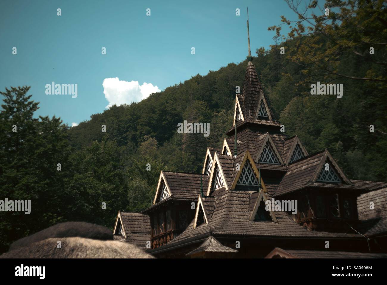 Traditional Wooden Houses in the Hillside Village Stock Photo - Alamy