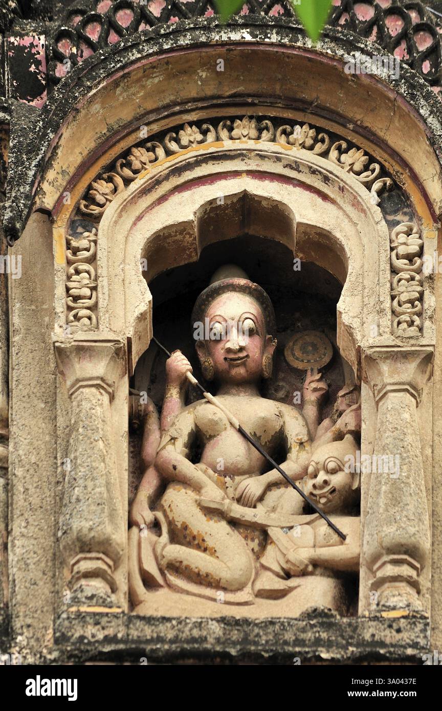 Relief sculpture of Goddess Durga on Kashi Vishveshwar temple, Rashin ...
