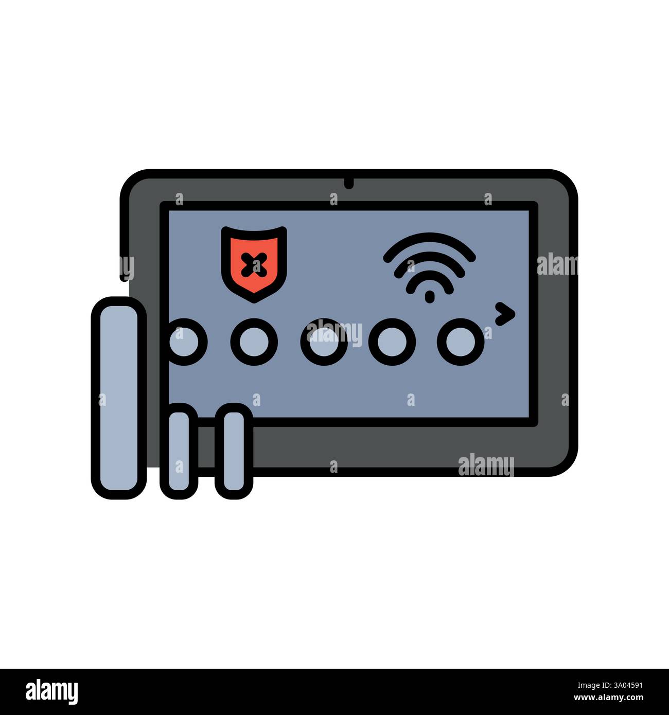 Smart Alarm color line icon. Vector isolated element. Editable stroke. Stock Vector