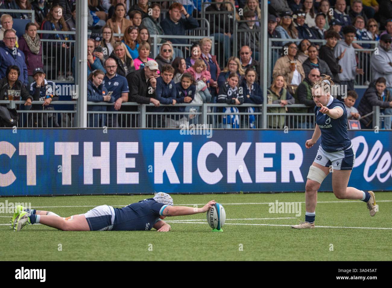 Conversion Kick In Rugby Scotland's kicker takes a conversion kick after a try was scored ...