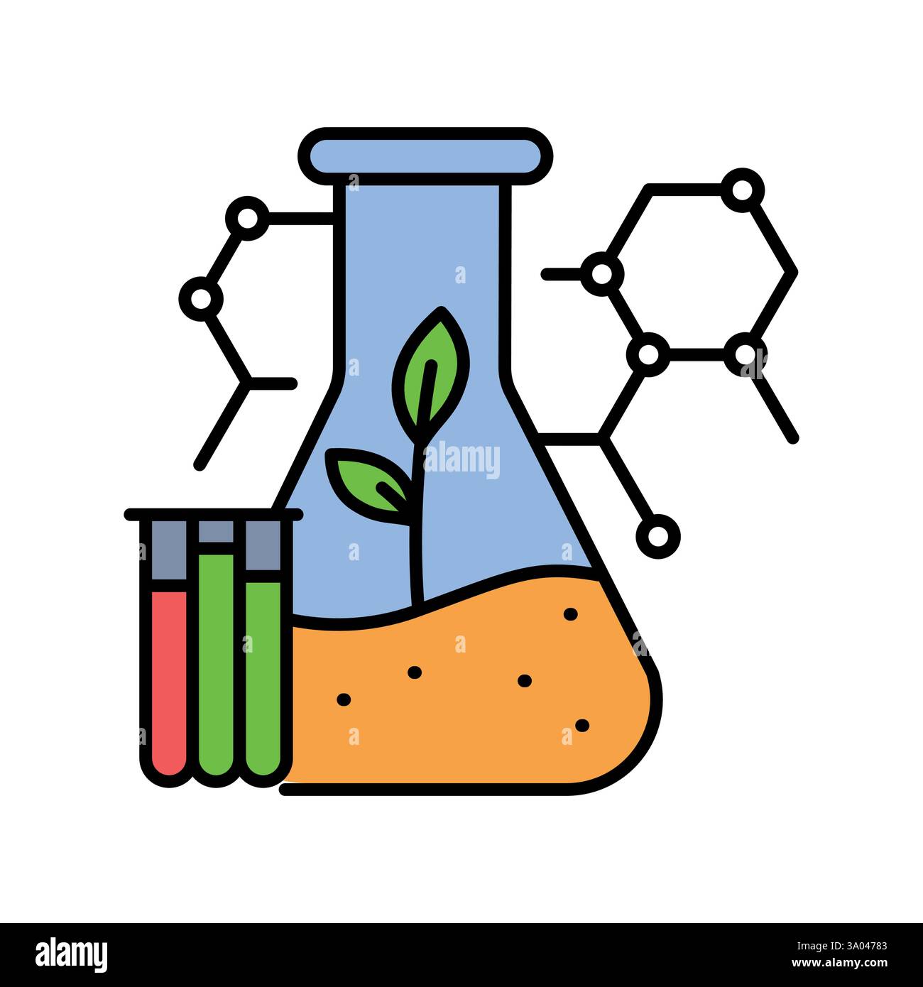 Bioremediation color line icon. Vector isolated element. Editable stroke. Stock Vector