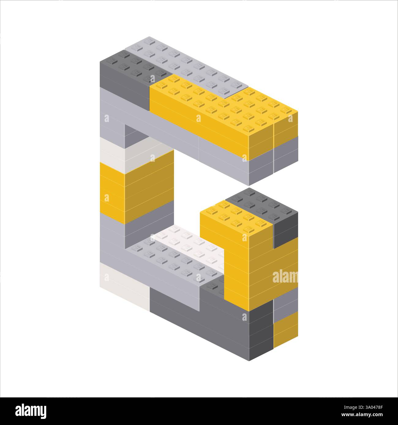 Letter G in isometric view assembled from plastic blocks. Vector ...