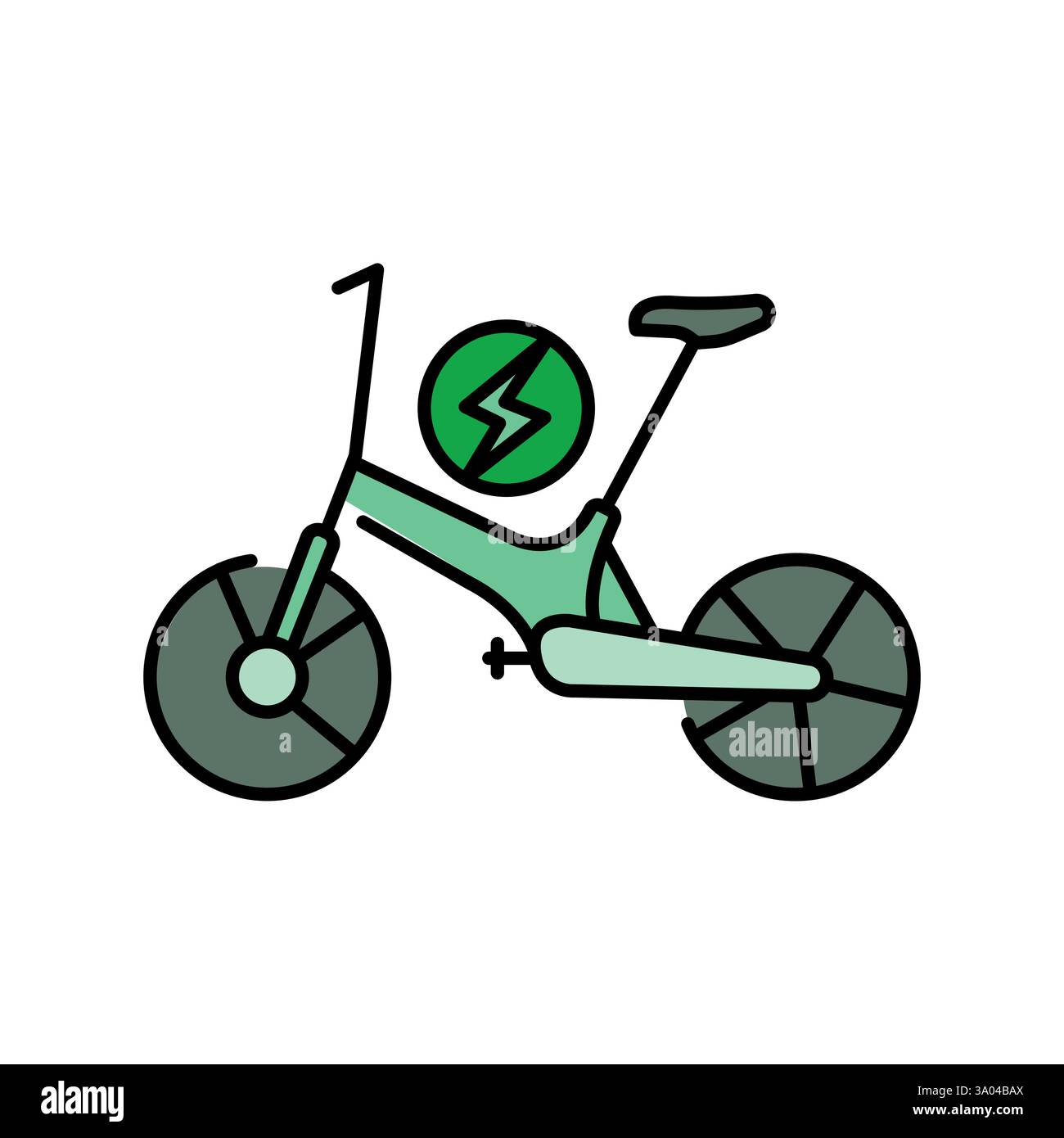 Electric bicycle color line icon. Vector isolated element. Editable stroke. Stock Vector