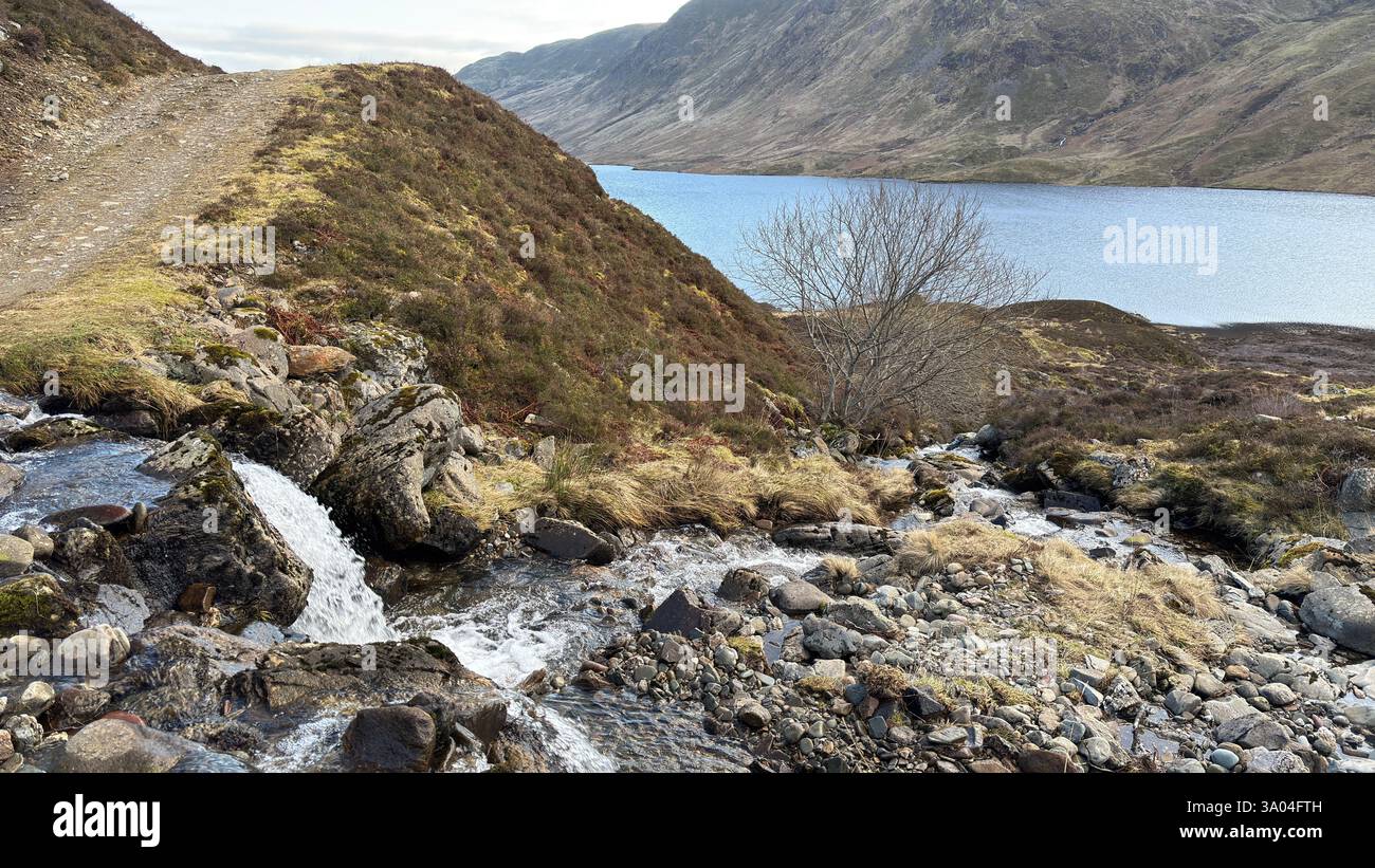 Small Scottish Burns in the Highland hills and mountains of Scotland. Loch Turret in the Scottish mountain countryside landscape view Highlands - Smartphone Captured Stock Image