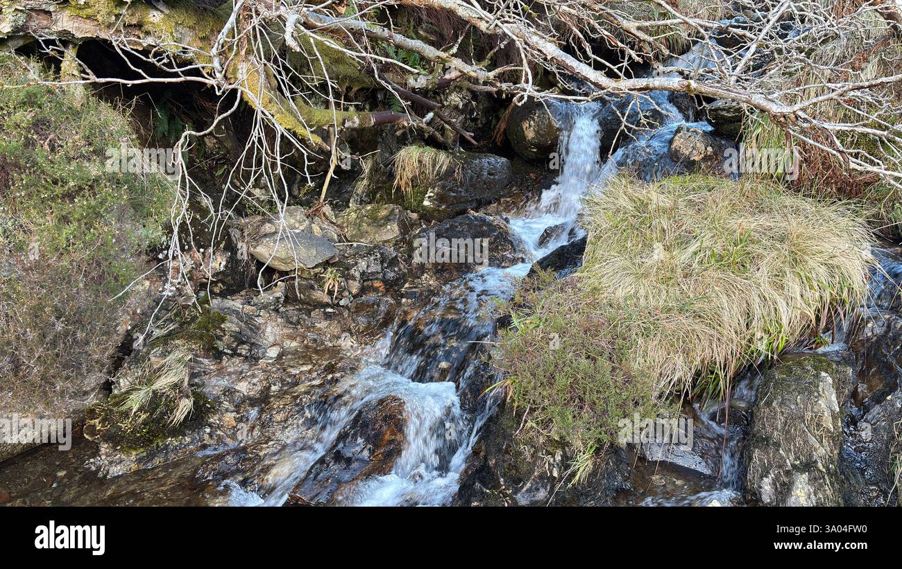 Small Scottish Burns in the Highland hills and mountains of Scotland. Loch Turret in the Scottish mountain countryside landscape view Highlands - Smartphone Captured Stock Image