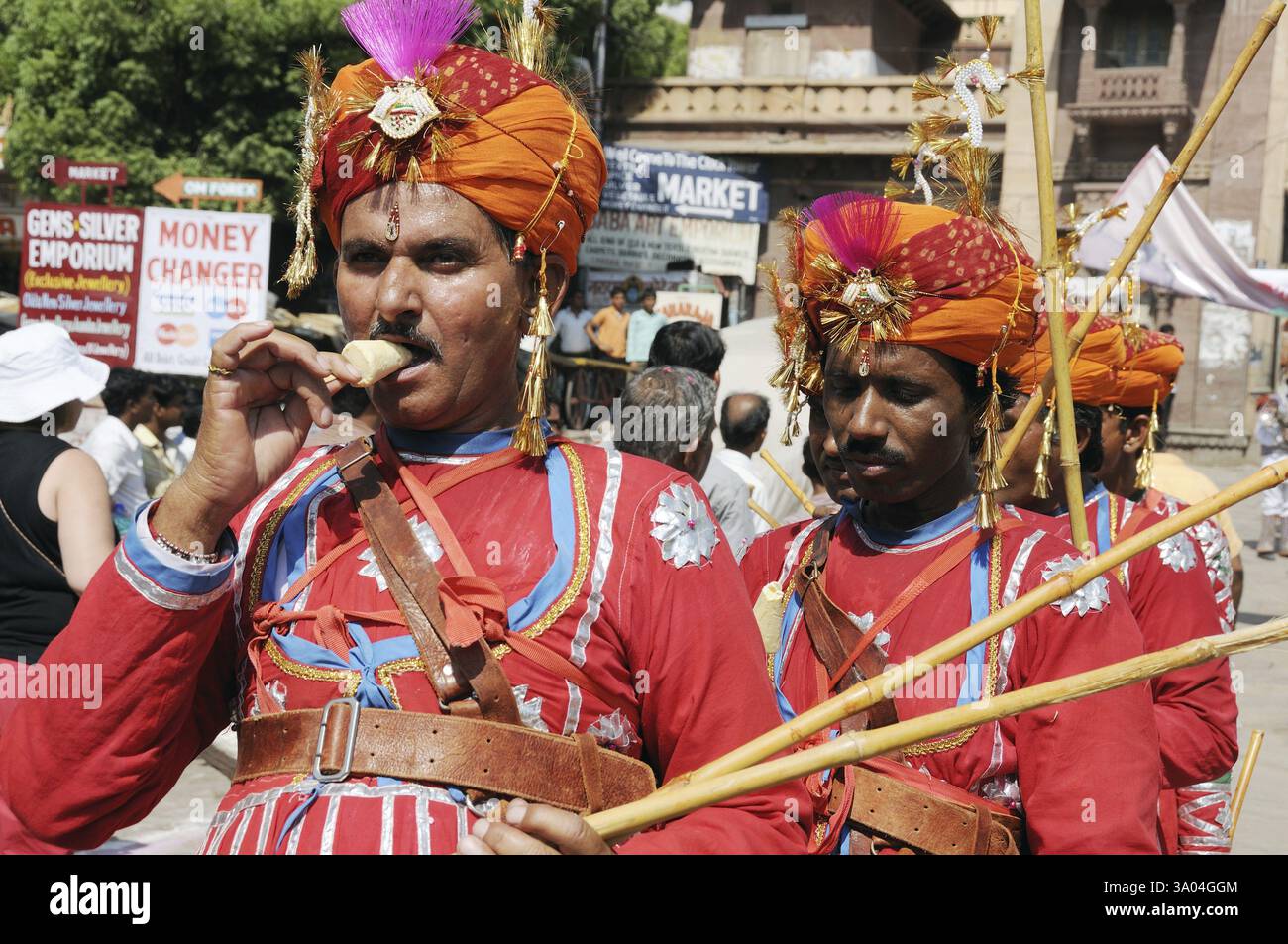 Gher folk dancers at marwar festivals, Jodhpur, Rajasthan, India MR#786 ...