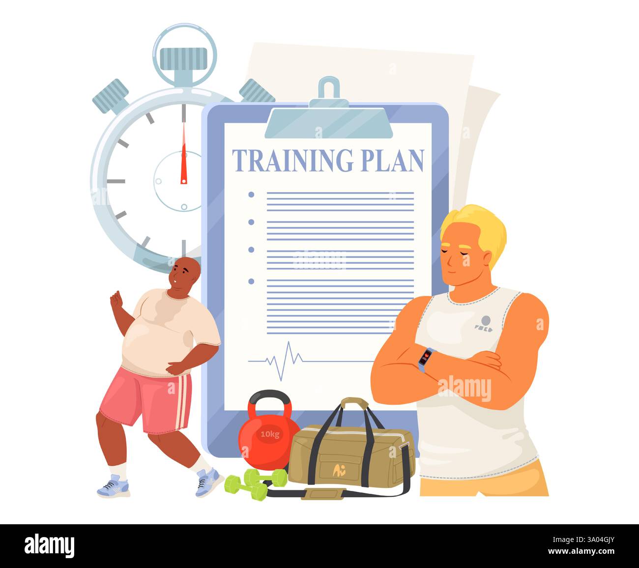 Participate Routine Two individuals are participating in a fitness routine with a detailed ...