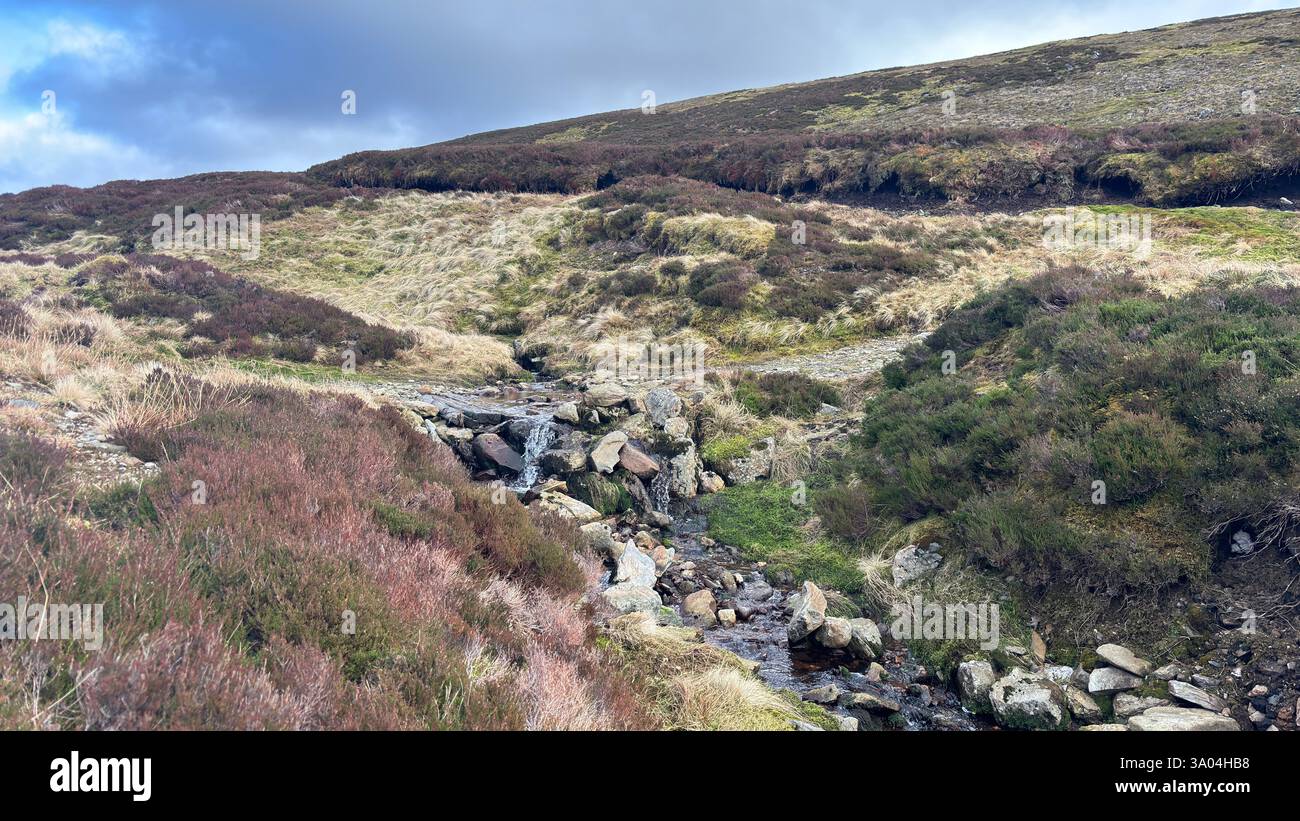 Small Scottish Burns in the Highland hills and mountains of Scotland. Loch Turret in the Scottish mountain countryside landscape view Highlands - Smartphone Captured Stock Image