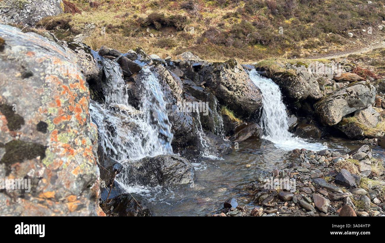 Small Scottish Burns in the Highland hills and mountains of Scotland. Loch Turret in the Scottish mountain countryside landscape view Highlands - Smartphone Captured Stock Image