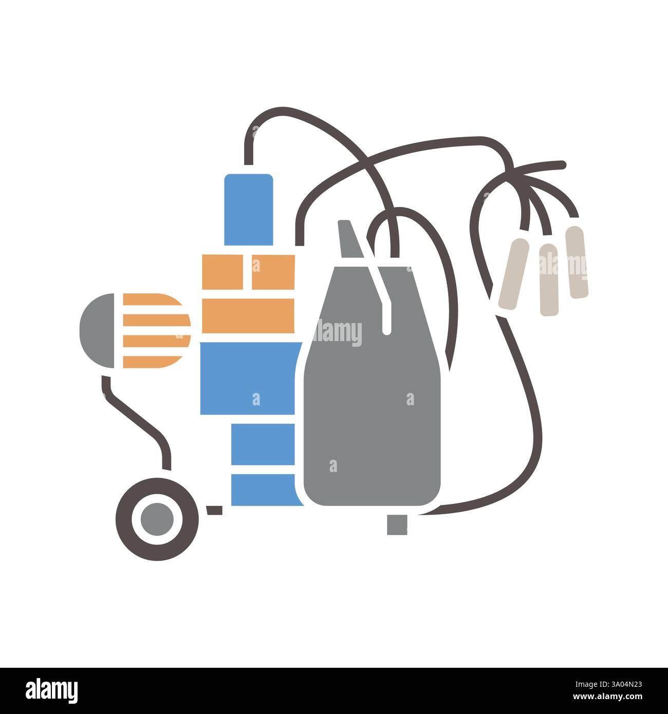 Automated milking system flat icons set. Vector isolated element. Stock Vector