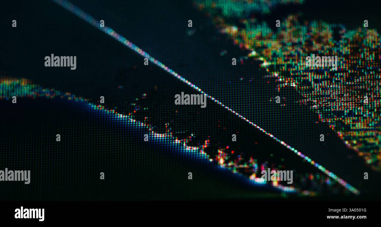 Color distortion. Glitch texture. Defocused yellow green vibration ...