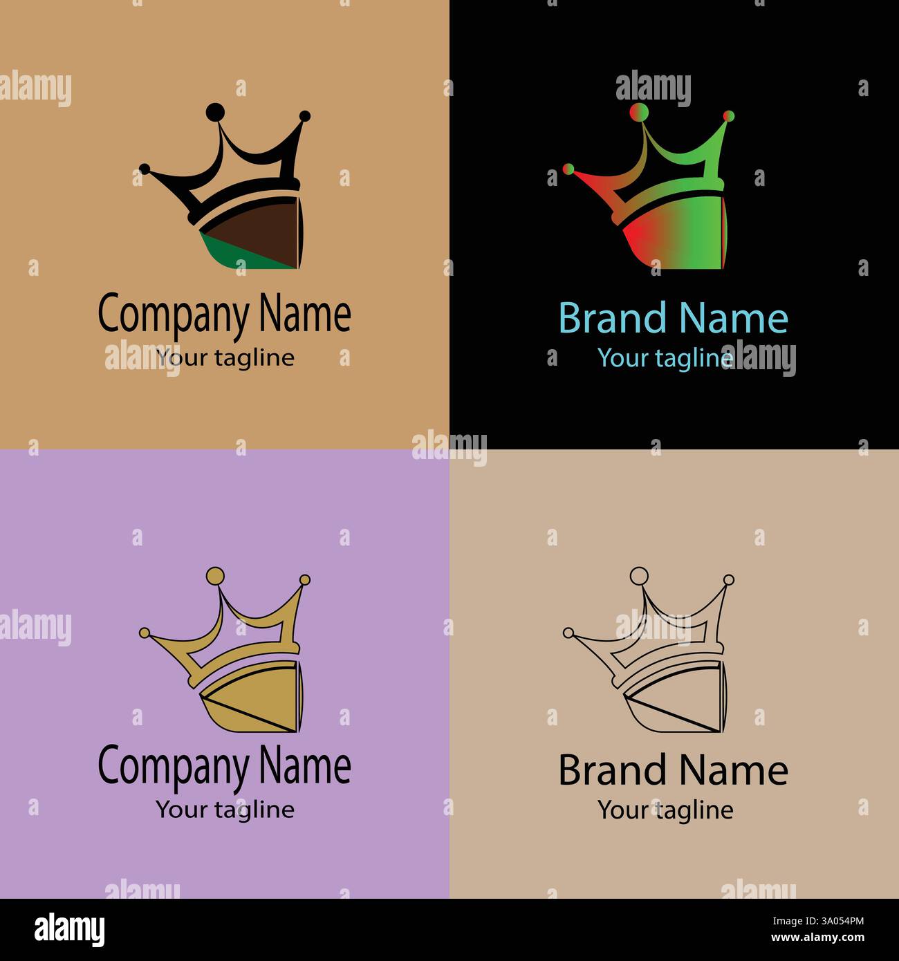 Professional Unique Latest logo design with different designs of the same shape For business company. Color editable. Stock Vector