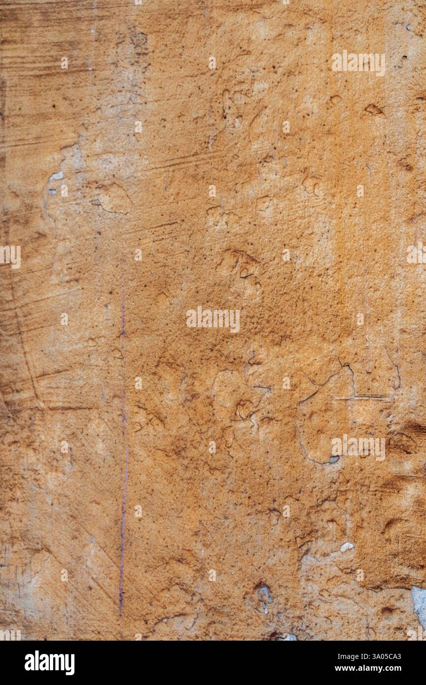 Terracotta colored plaster wall, rustic background or texture, grunge wall texture Stock Photo