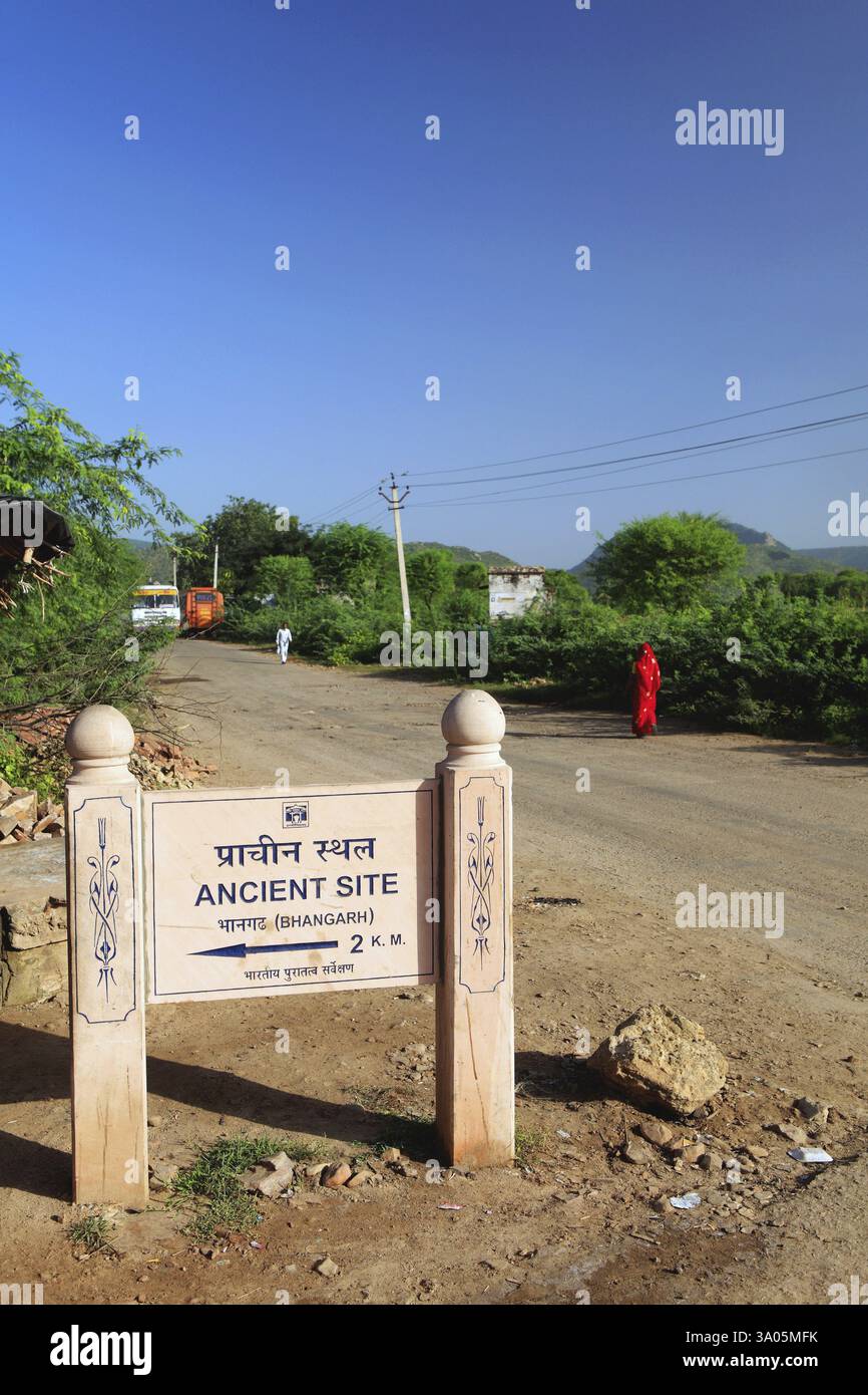 Ancient site signboard of Bhangarh, Rajasthan, India, Asia Stock Photo ...