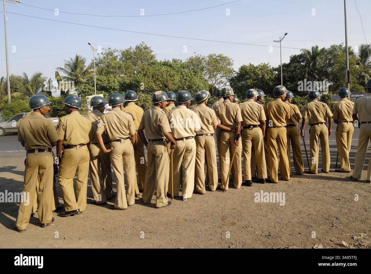 Police standing in line, Bombay Mumbai, Maharashtra, India, Asia Stock ...