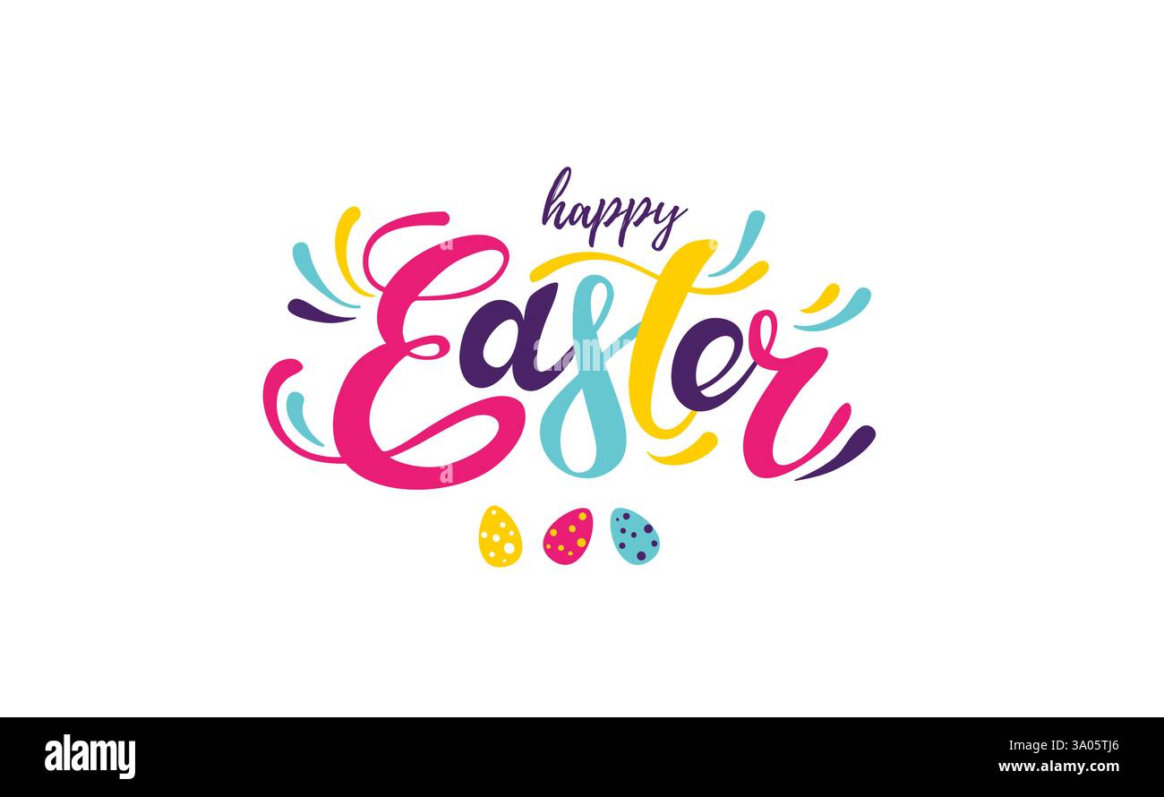 Happy Easter colorful lettering. Easter vector illustration EPS 10 Stock Vector