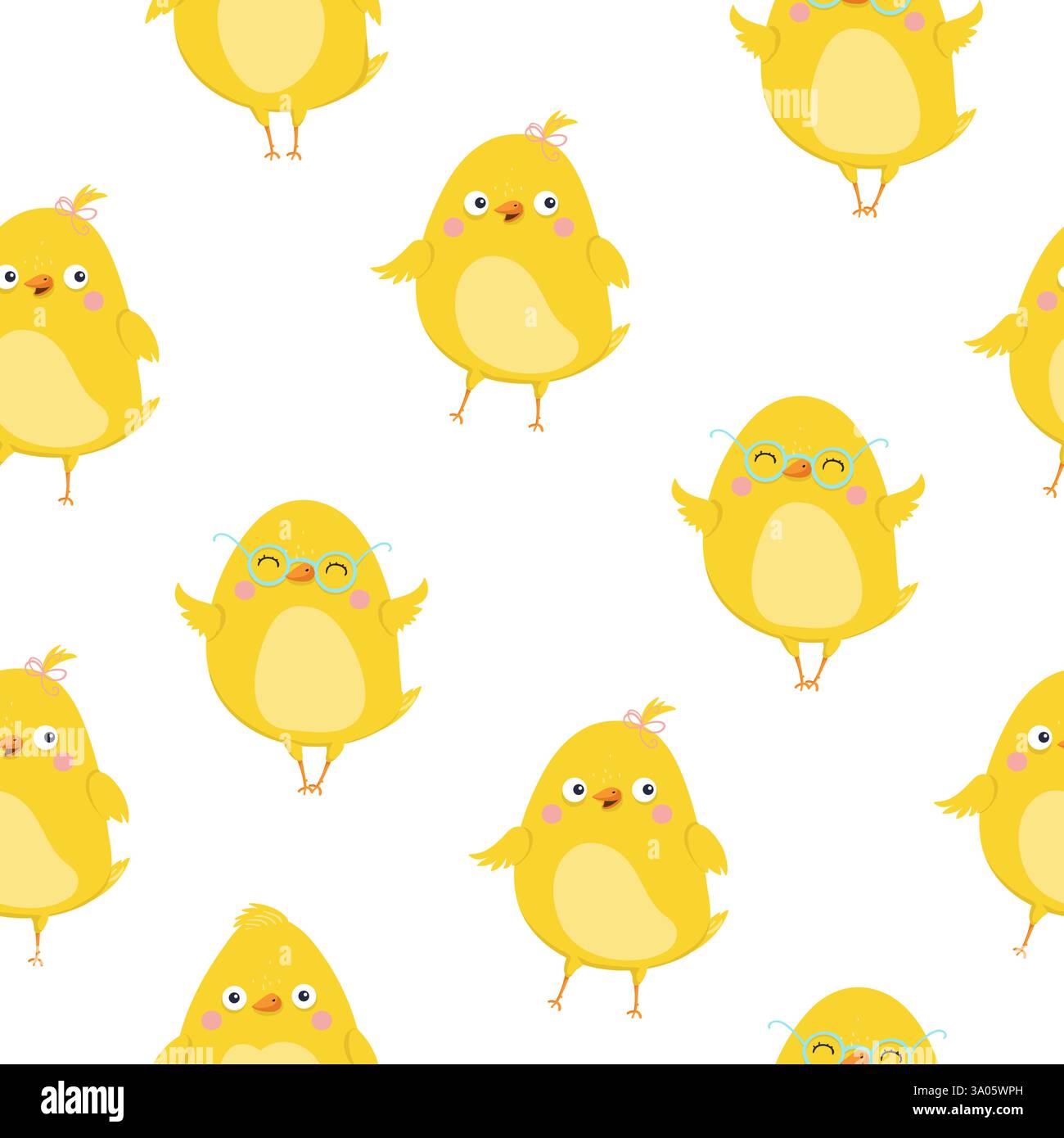 Easter seamless pattern. Chicken character. Vector illustration EPS10 Stock Vector