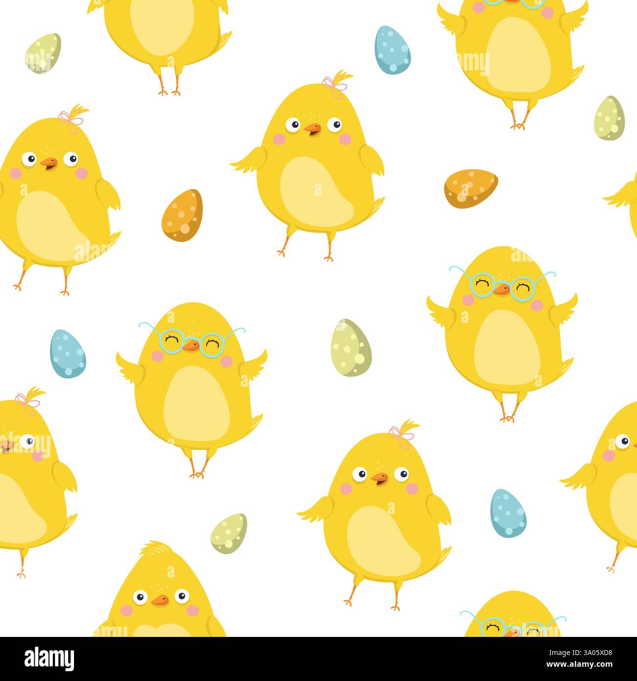 Easter seamless pattern. Chicken character. Vector illustration EPS10 Stock Vector