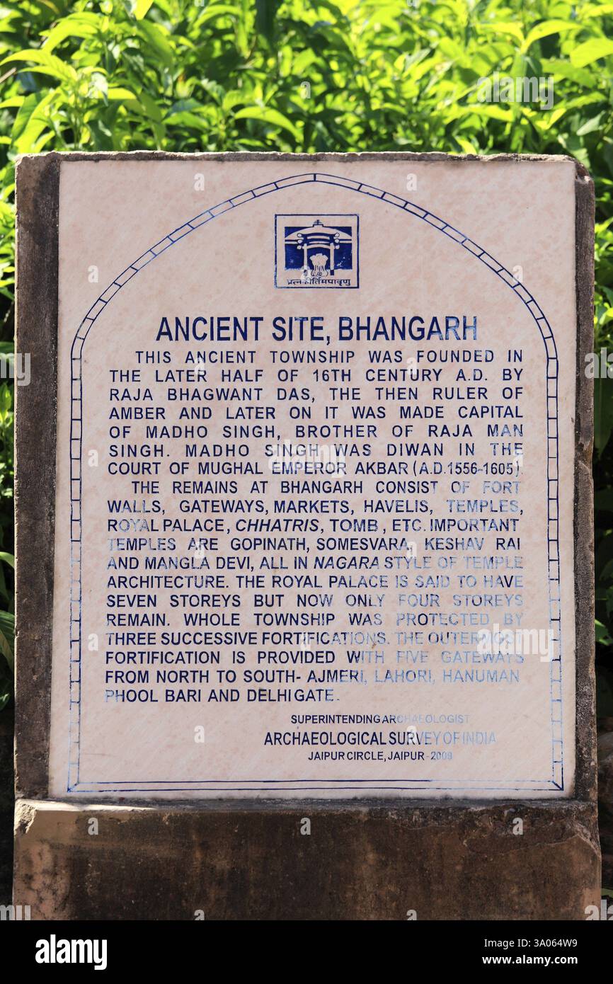 Ancient site signboard of Bhangarh, Rajasthan, India, Asia Stock Photo ...