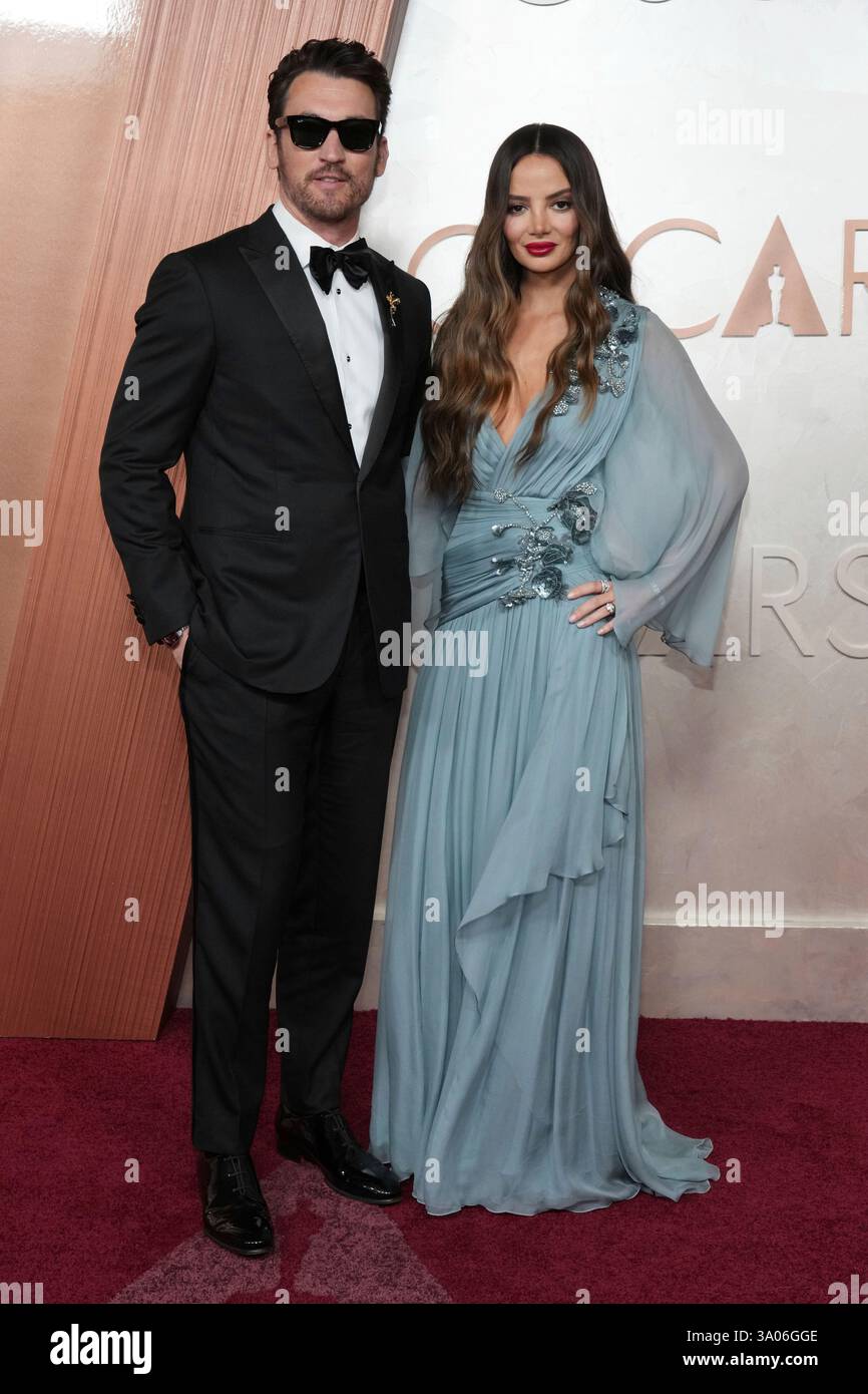 Keleigh Sperry 2025 Oscars Ice Blue Beaded A-Line Gown