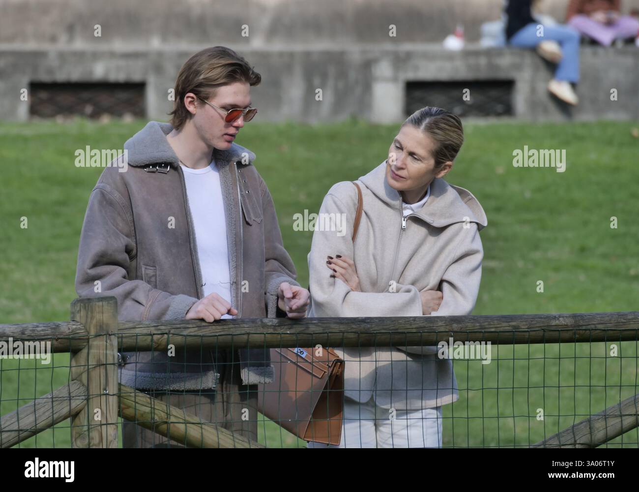 Milan, Italy. 03rd Mar, 2025. American actress Kelly Rutherford walking