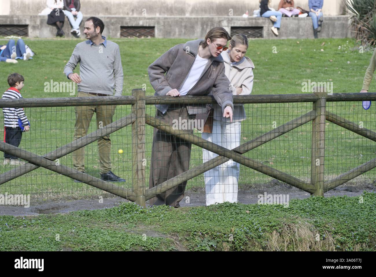 American actress Kelly Rutherford walking with her son Hermés Gustaf