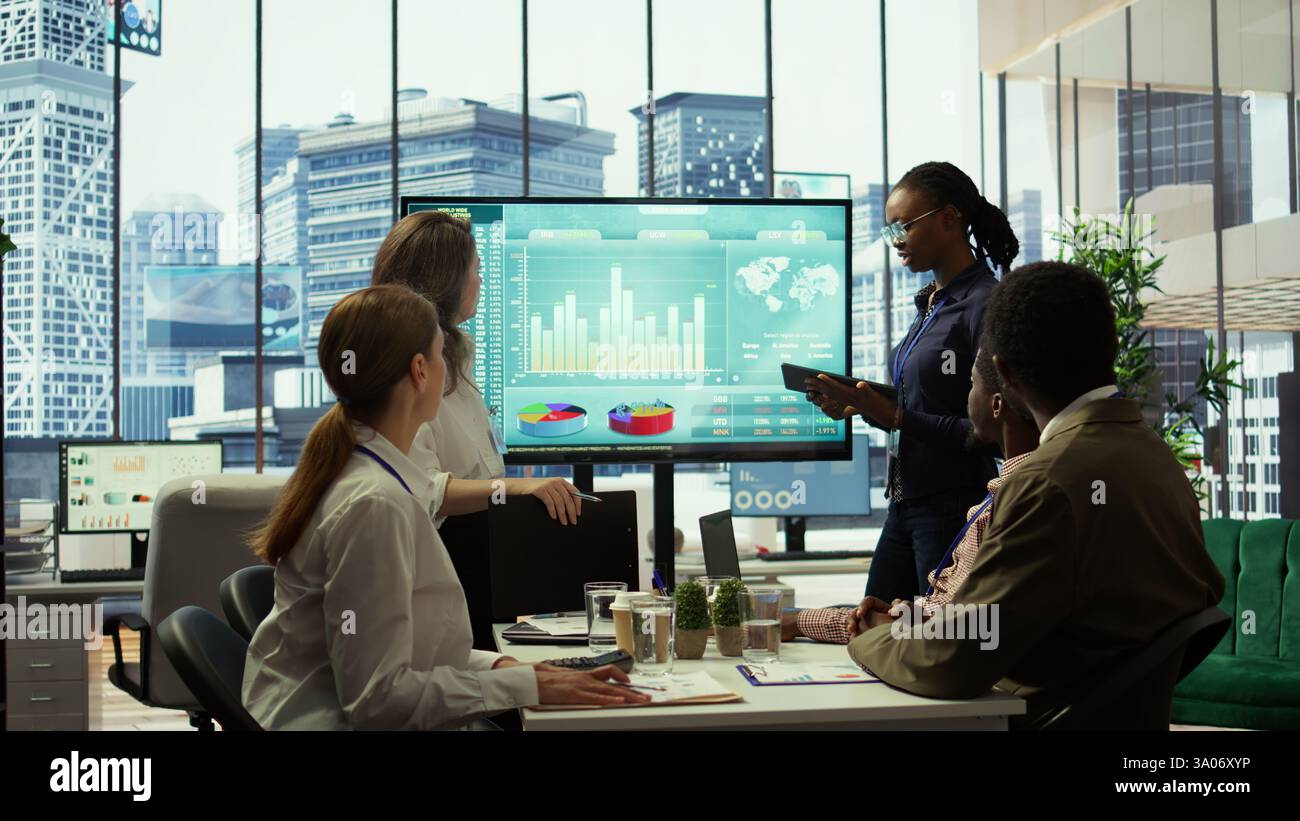 PR team presenting infographics and digital marketing insights for ...