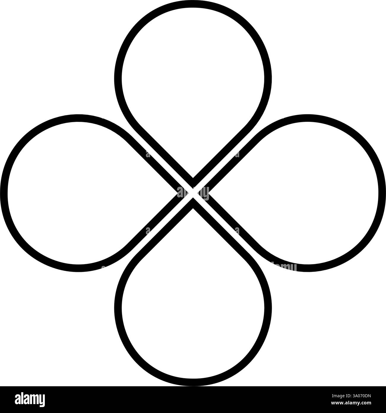 Clover icon. Flower diagram divided into four equal sections. Floral chart with 4 petals isolated on white background. Template for data presentation. Vector graphic illustration. Stock Vector