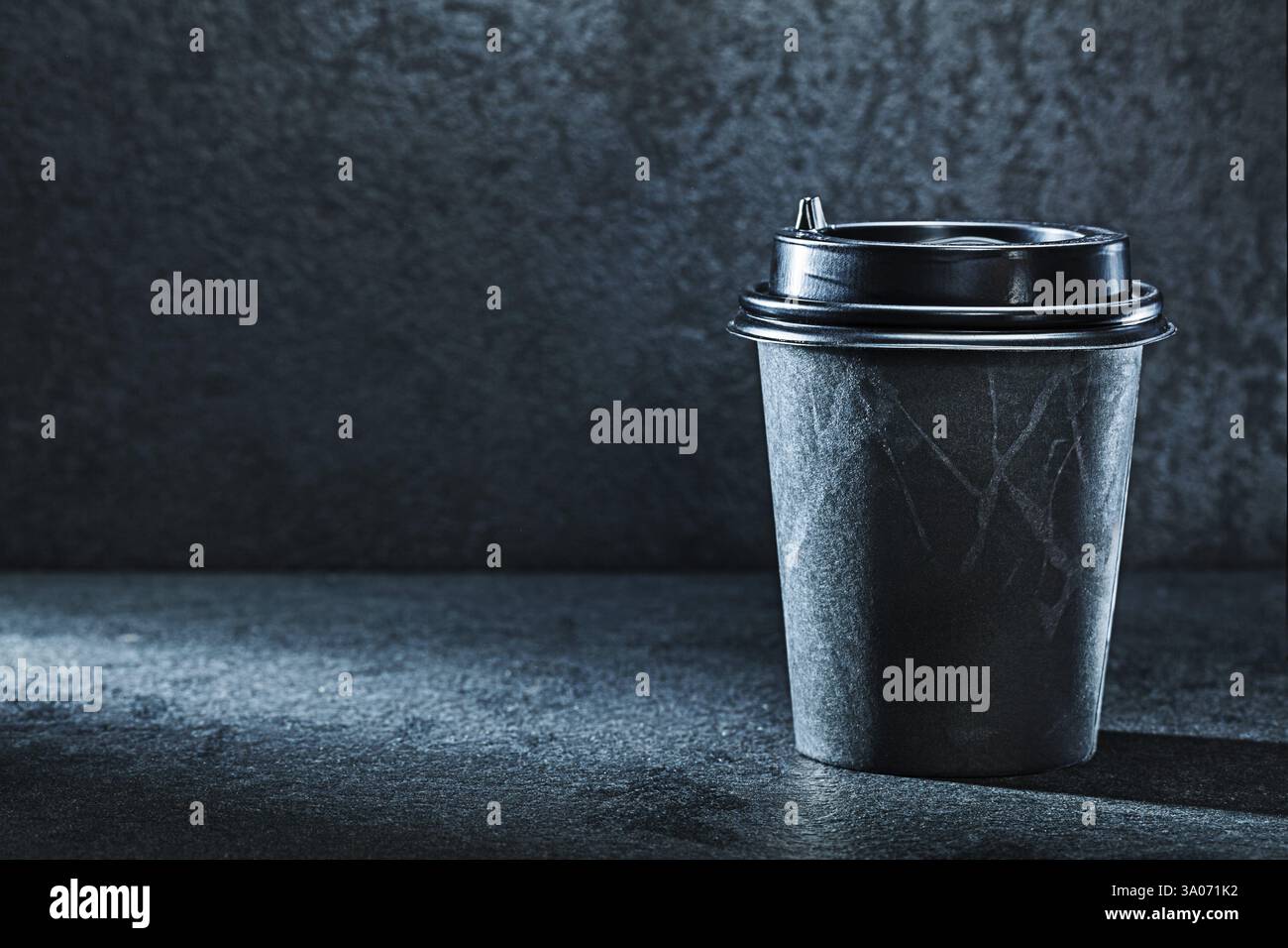 Black coffee papercup on dark background Stock Photo - Alamy