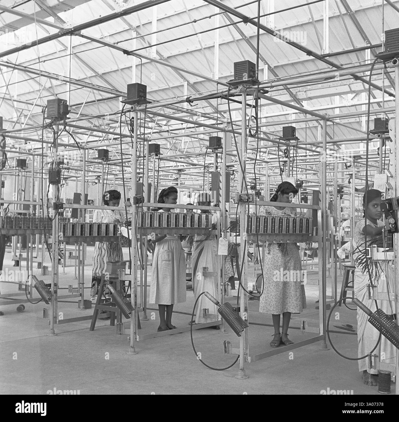 Phone Line Factory Bangalore set Black and White Stock Photos & Images - Alamy
