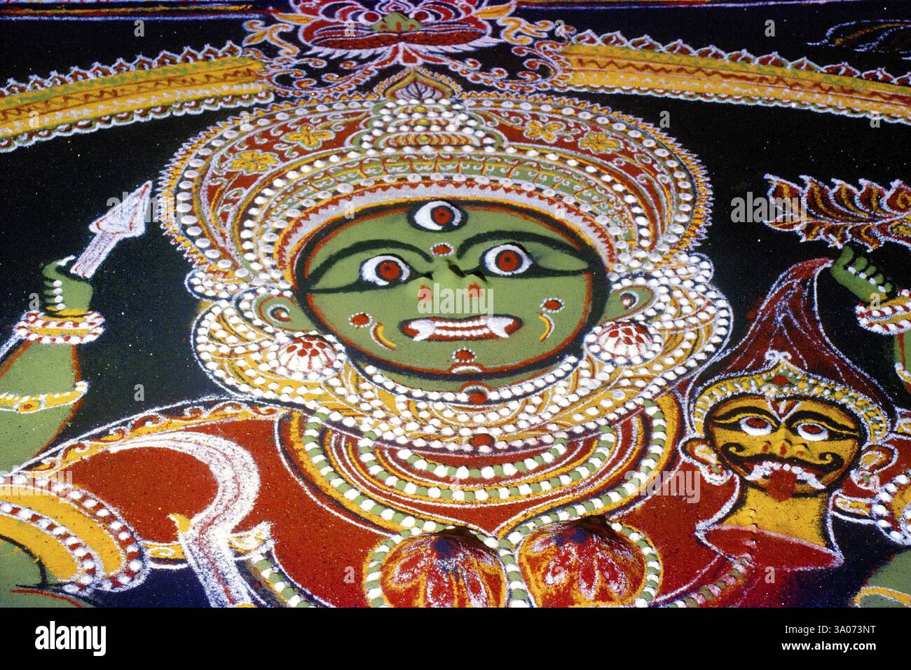 Rangoli of the goddess at, Thrissur, Trichur, Kerala, India, Asia Stock ...