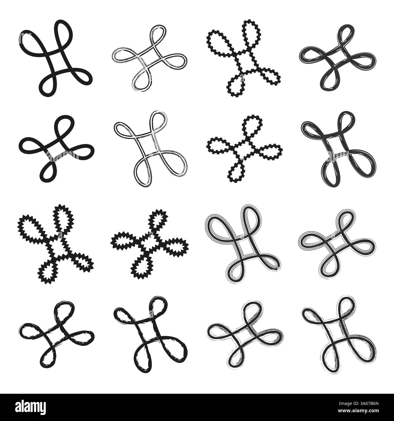 Abstract loop symbols. Twisted line patterns. Decorative geometric ...