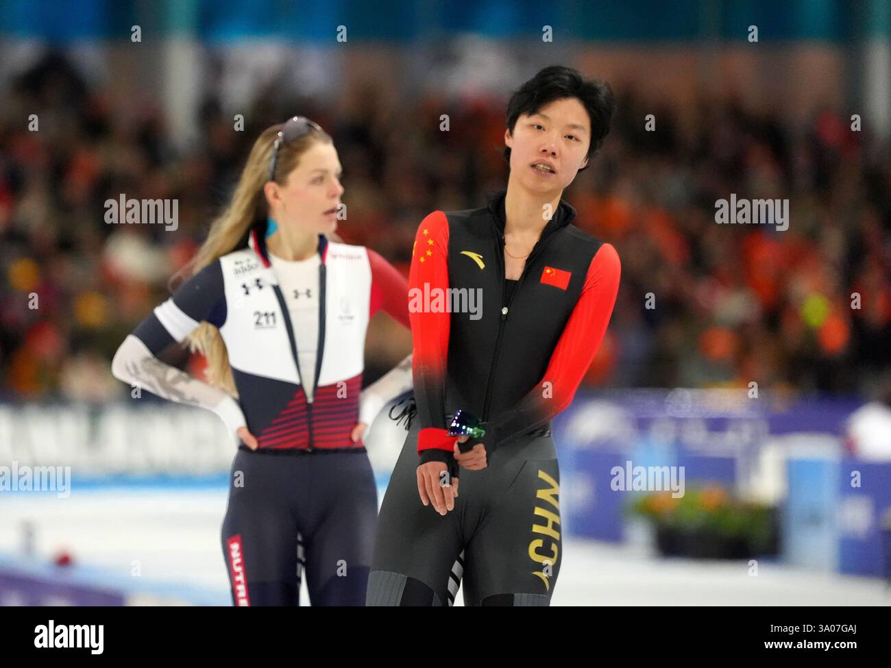 Qi Yin (CHN) in action on 1000m women during ISU World Cup 6 on March 1 ...