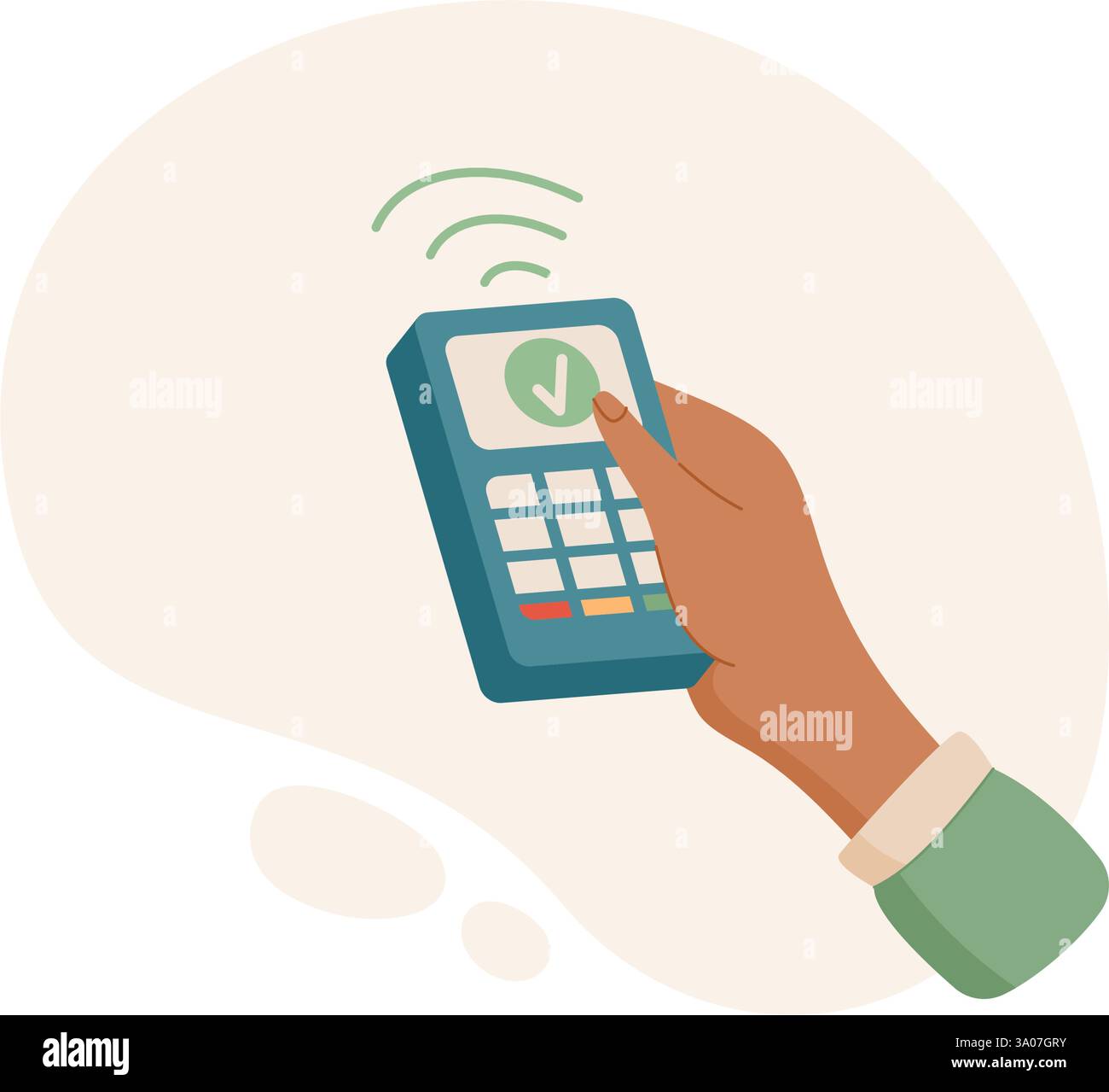Hand Holding Payment Terminal Stock Vector