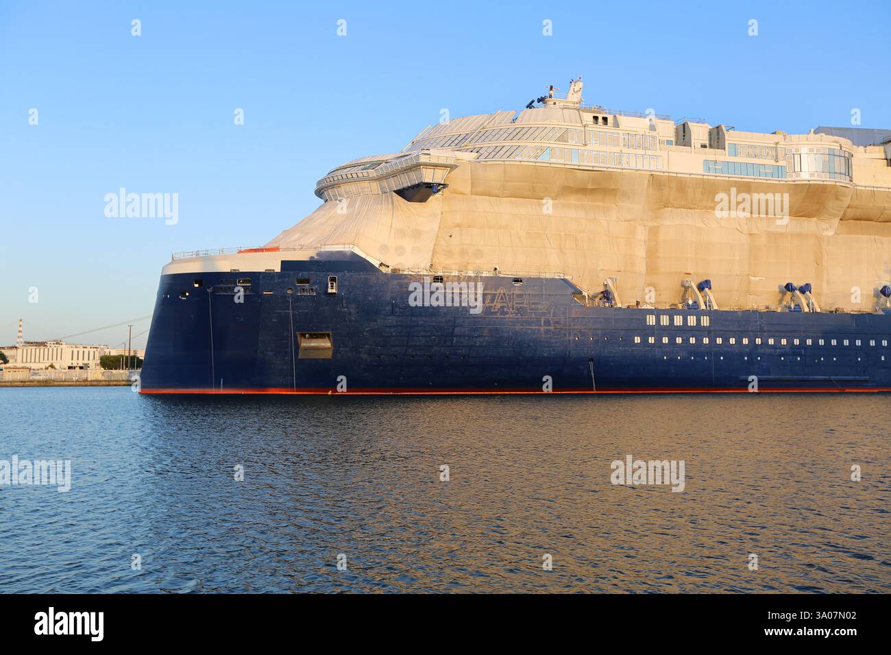 The huge cruise ship CELEBRITY APEX while in construction at Chantiers ...
