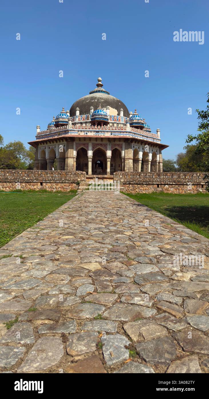 Octagonal Tomb Ruler New Delhi,India: March 2,2025: Dramatic view of Isa Khan Niyazi's tomb ...