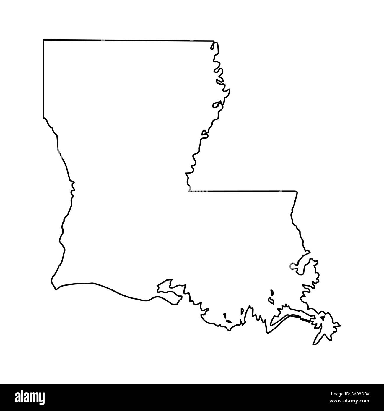 Sleek Louisiana Outline Minimalist State Map in Black Silhouette Stock Vector