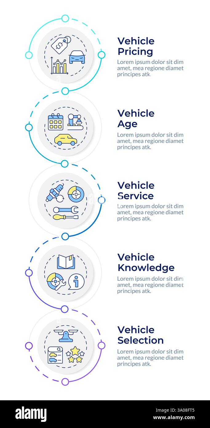 Vehicle evaluation infographic design template Stock Vector