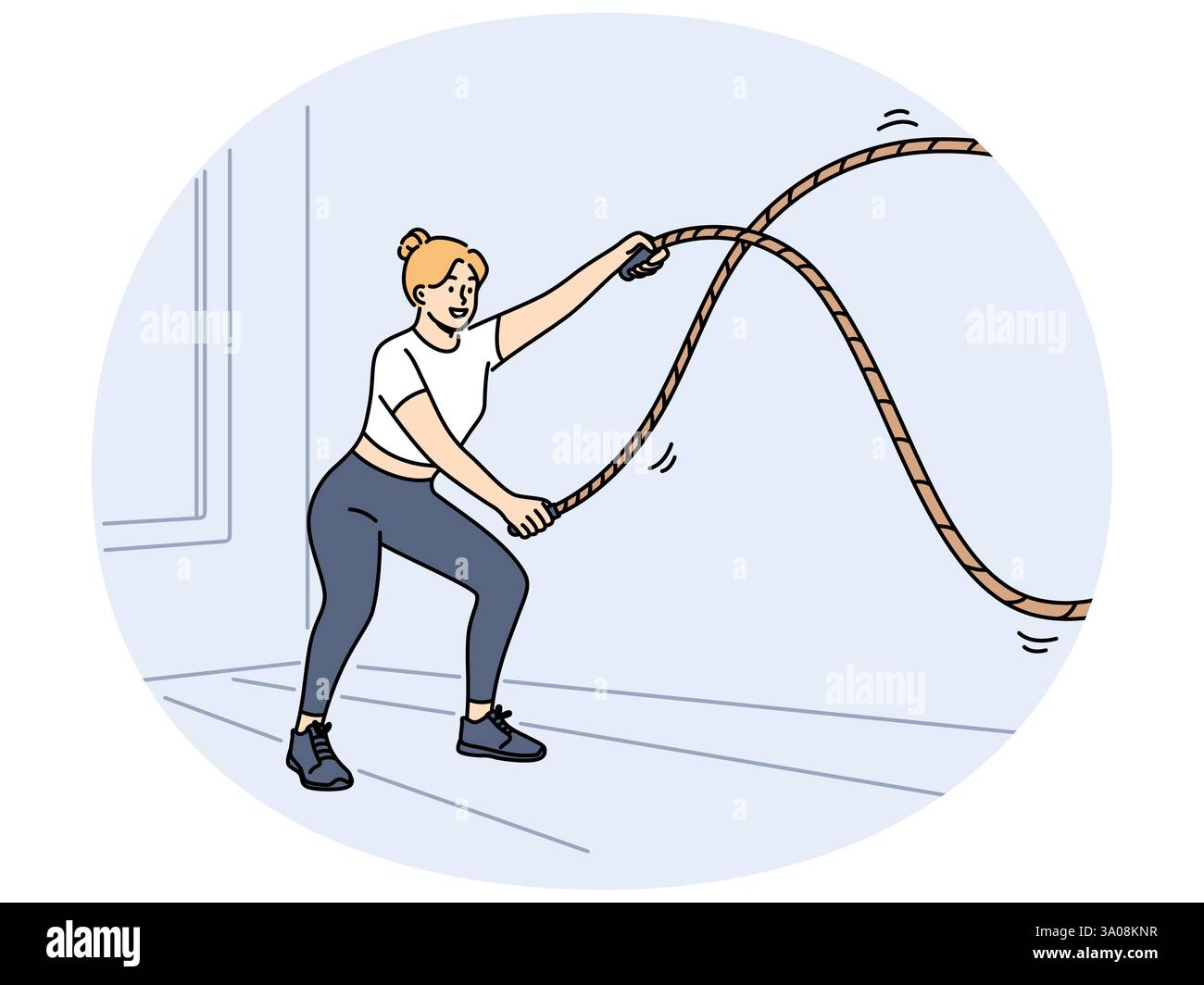 Woman doing battle rope workout Stock Vector Images - Alamy