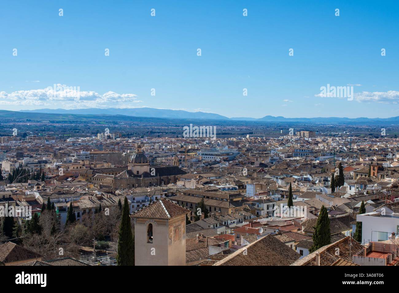 View of the city of Granada from a viewpoint. Stock Photo