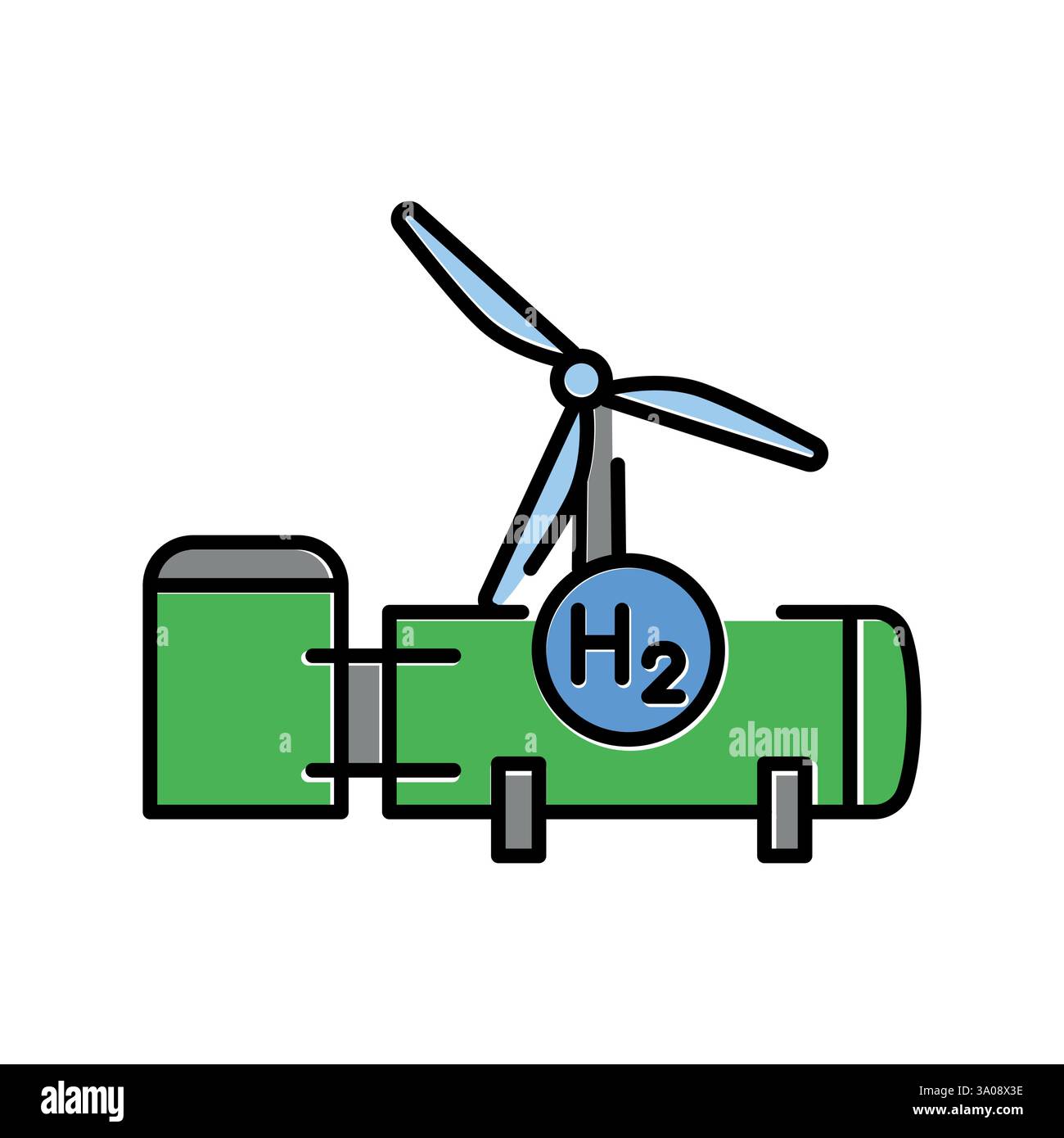 Hydrogen energy color line icon. Vector isolated element. Editable stroke. Stock Vector