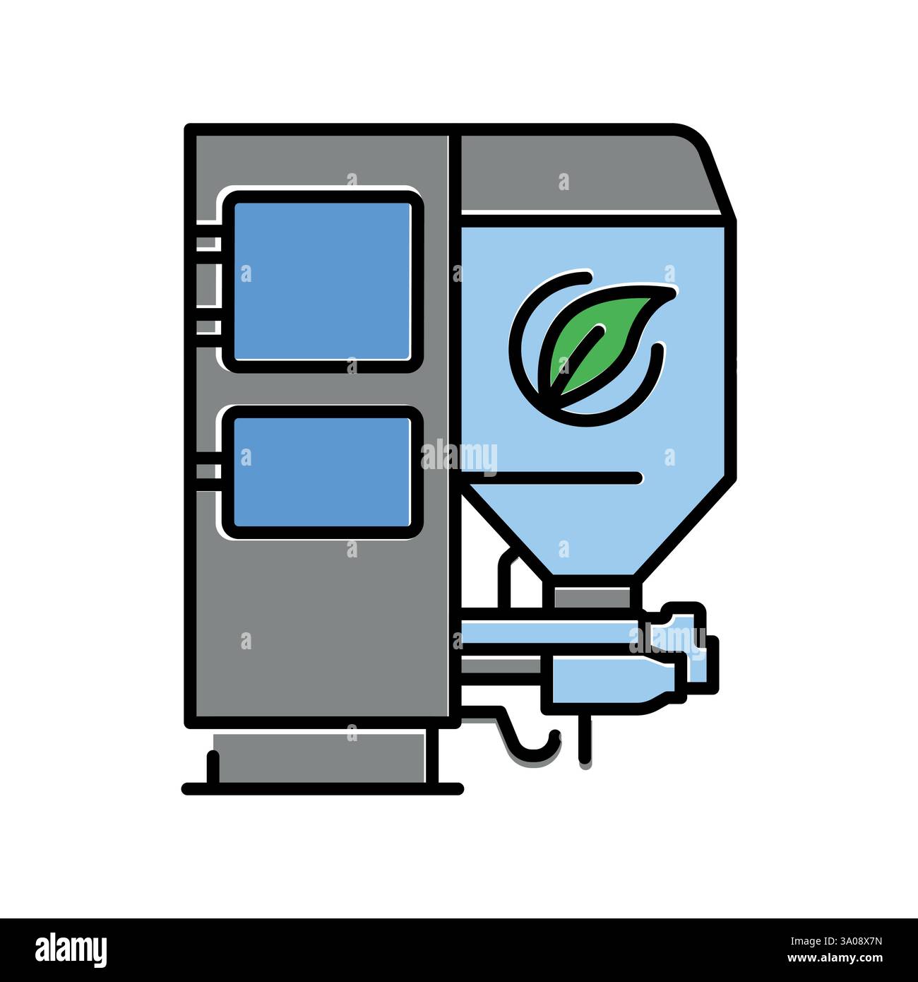 Pellet boilers color line icon. Vector isolated element. Editable stroke. Stock Vector