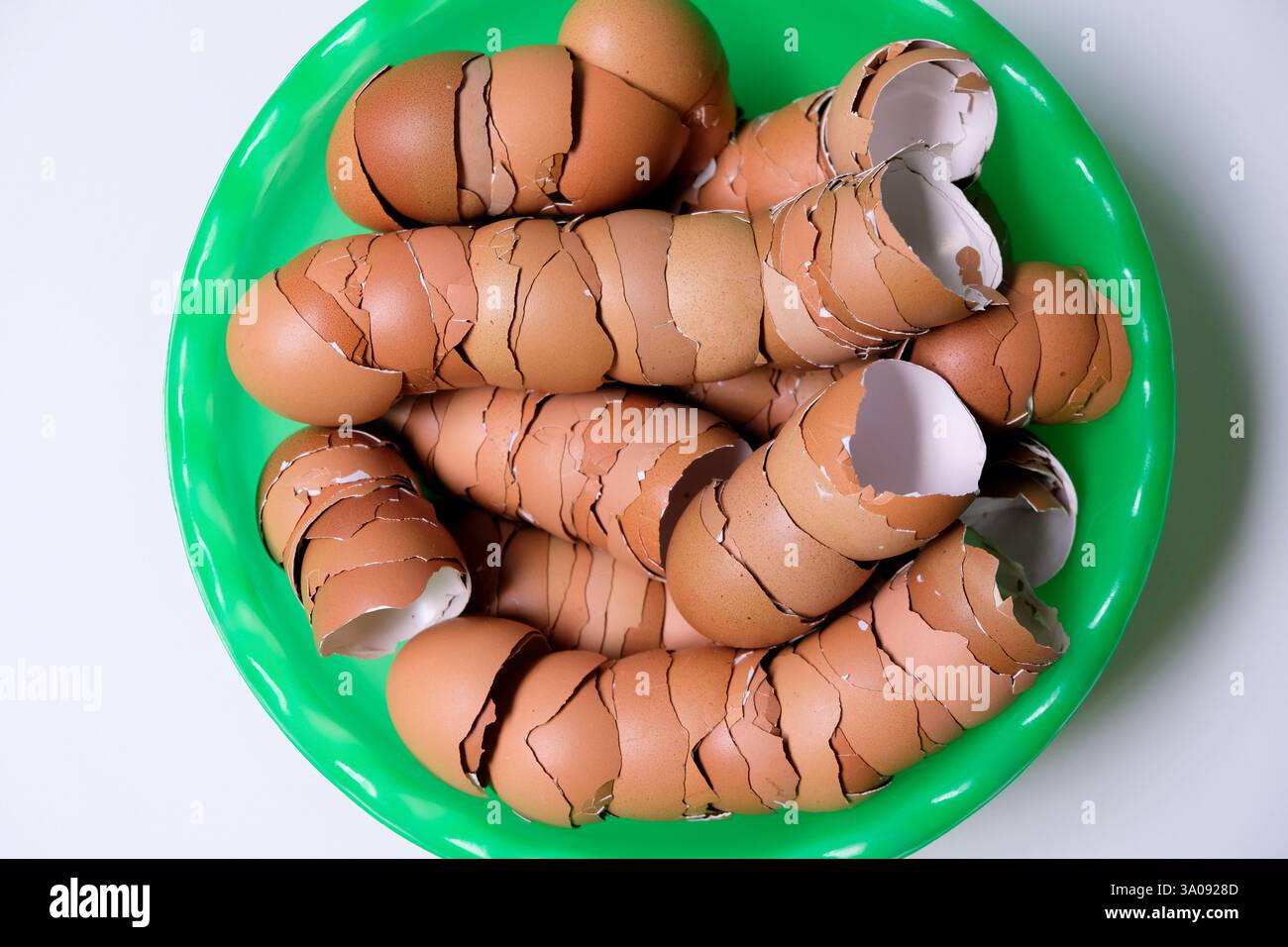 Stack of broken egg shells. Stock Photo