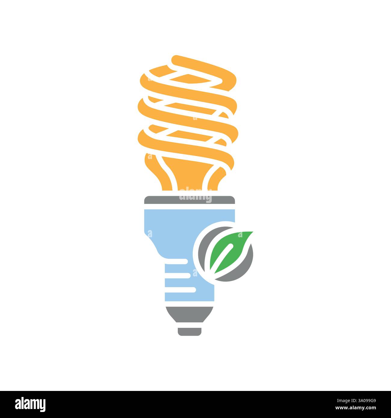 Energy-saving lamp flat icon. Vector isolated element. Editable stroke. Stock Vector
