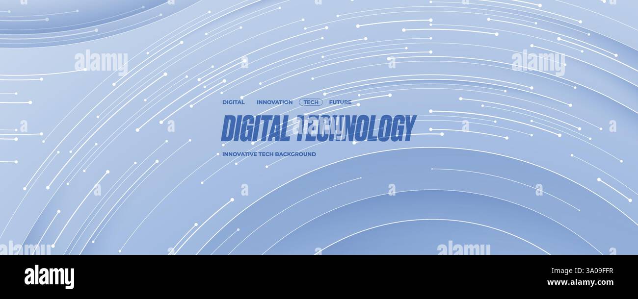 Abstract technology background with thin lines, circle circuit wires Stock Vector