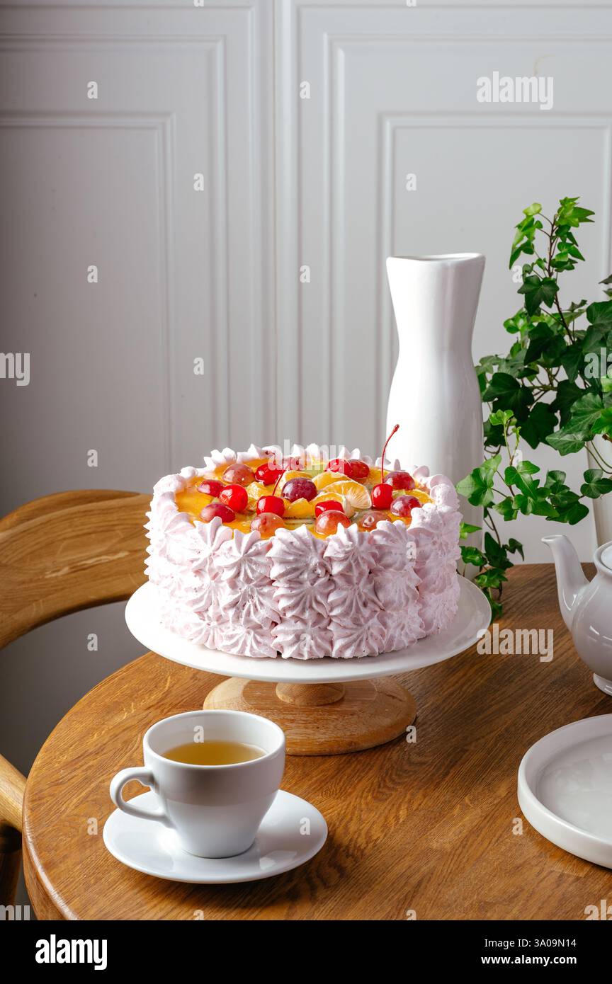 cake with fruit berry jelly Stock Photo