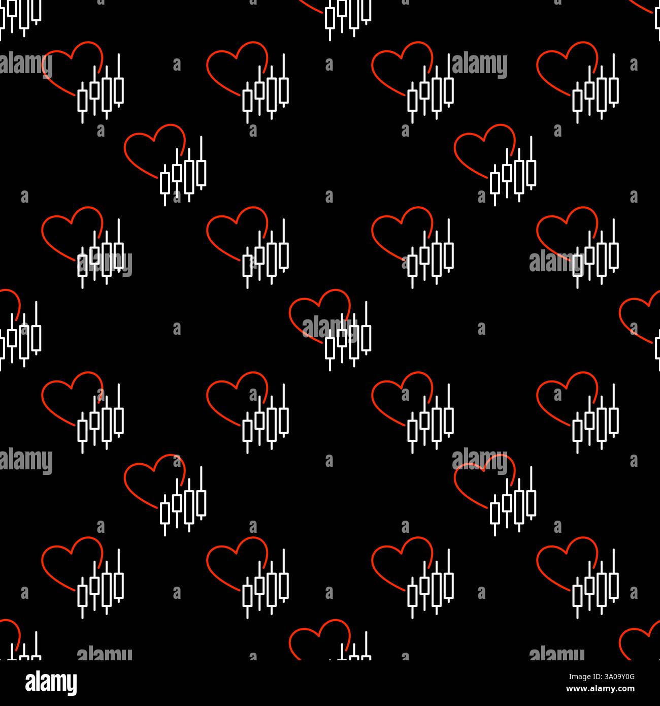 Candlestick Chart with Heart vector Crypto Trading concept outline ...