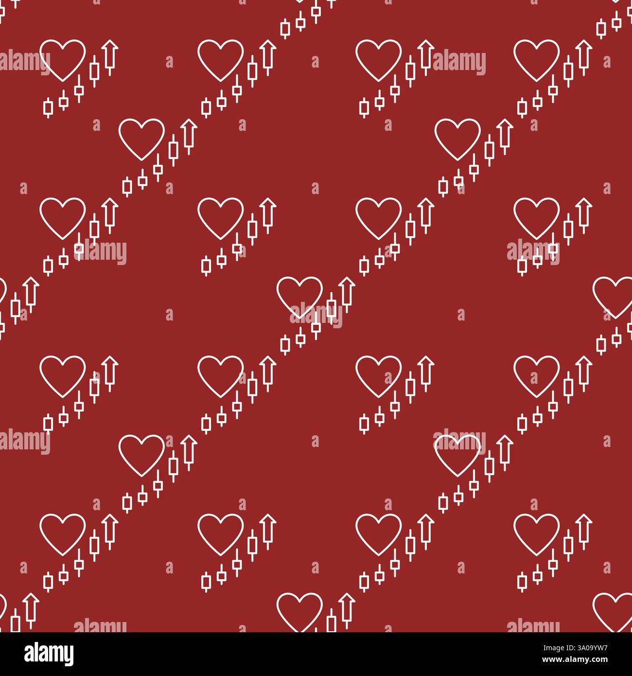 Heart with Market Chart Patterns vector Economic Insights concept colored seamless pattern Stock Vector
