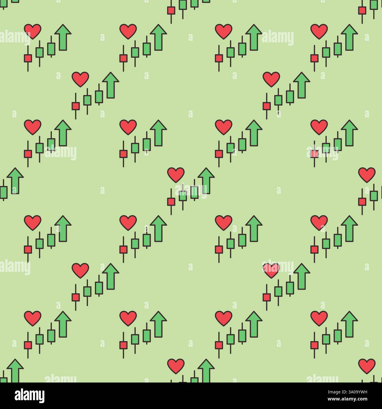 Red Heart and Rising Candlestick Chart vector Market Engagement concept ...